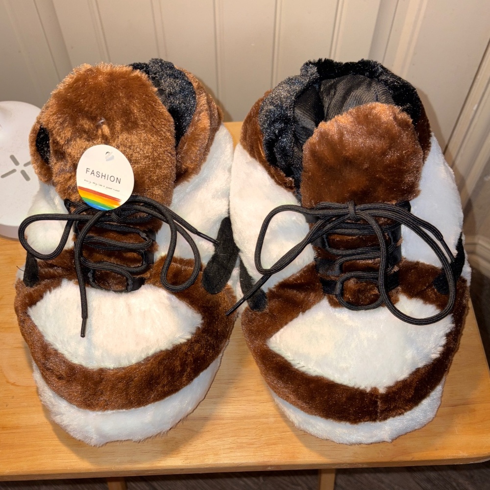 Puffy Fluffy “Nike” House Slippers - One Size Fits Most